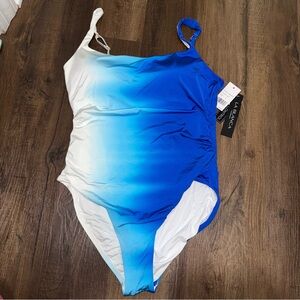 NWT La Blanca Tie Dye Blue & White One Piece Swimsuit